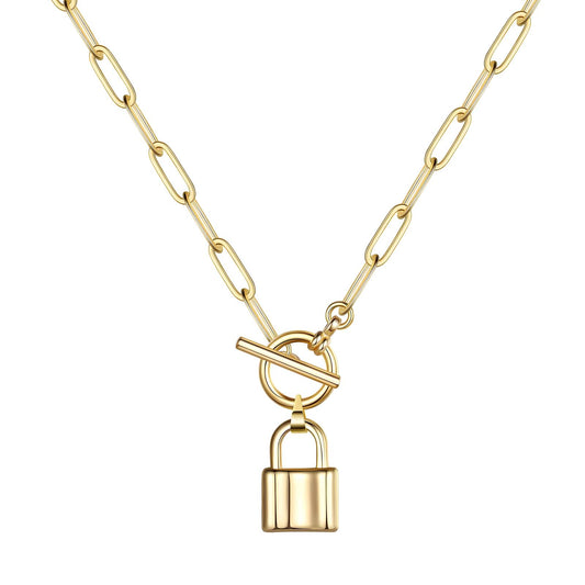 Lock Necklace, 18K Gold Plated Steel