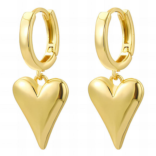 Hearts Earrings, 18K Gold Plated Steel