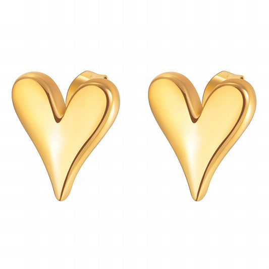 Hearts Earrings, 18K Gold Plated Steel