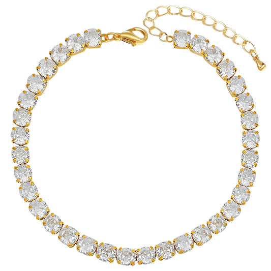 Tennis Bracelet, 18K Gold Plated Steel