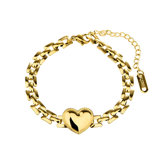 Heart Bracelet, 18K Gold Plated Steel