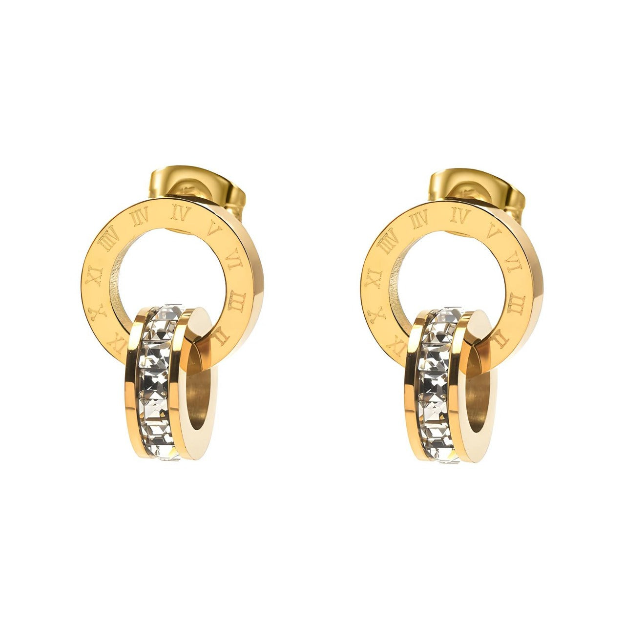Earrings, 18K Gold Plated Steel