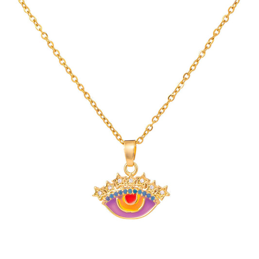 Evil Eye Necklace, 18K Gold Plated Steel