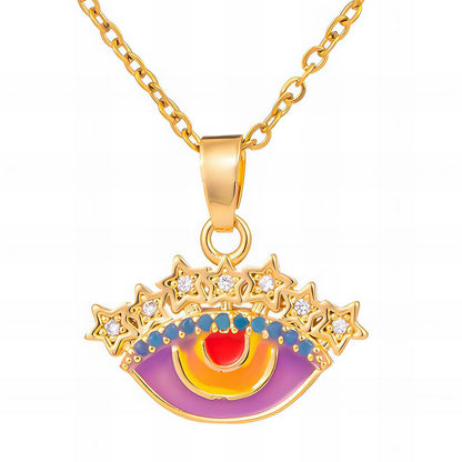 Evil Eye Necklace, 18K Gold Plated Steel