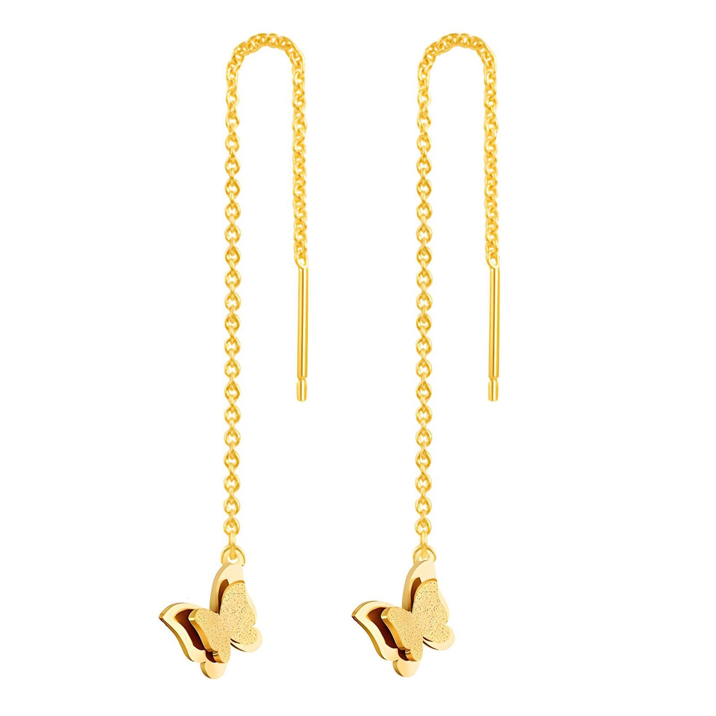 Butterflies Earrings, 18K Gold Plated Steel