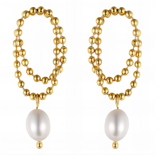 Earrings, 18K Gold Plated Steel