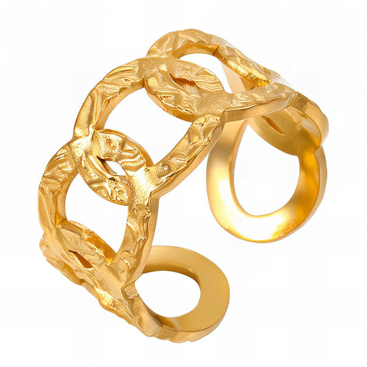 Ring, 18K Gold Plated Steel