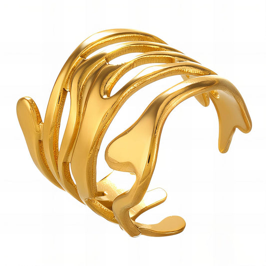 Ring, 18K Gold Plated Steel