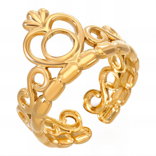 Heart Ring, 18K Gold Plated Steel