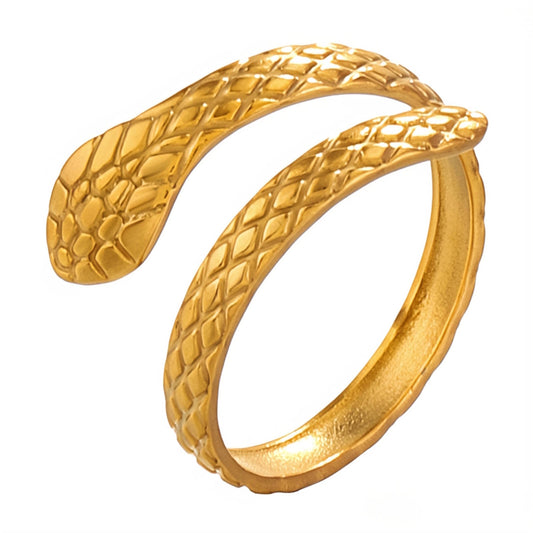 Snake Ring, 18K Gold Plated Steel