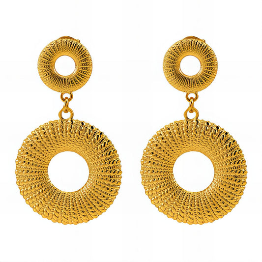 Earrings, 18K Gold Plated Steel
