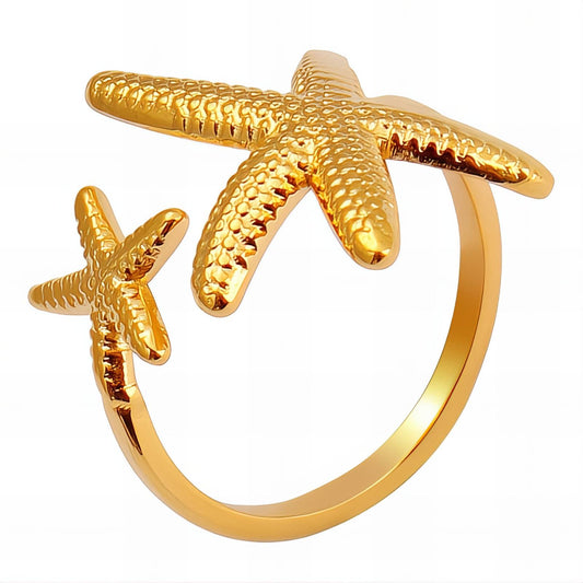 Starfish Ring, 18K Gold Plated Steel