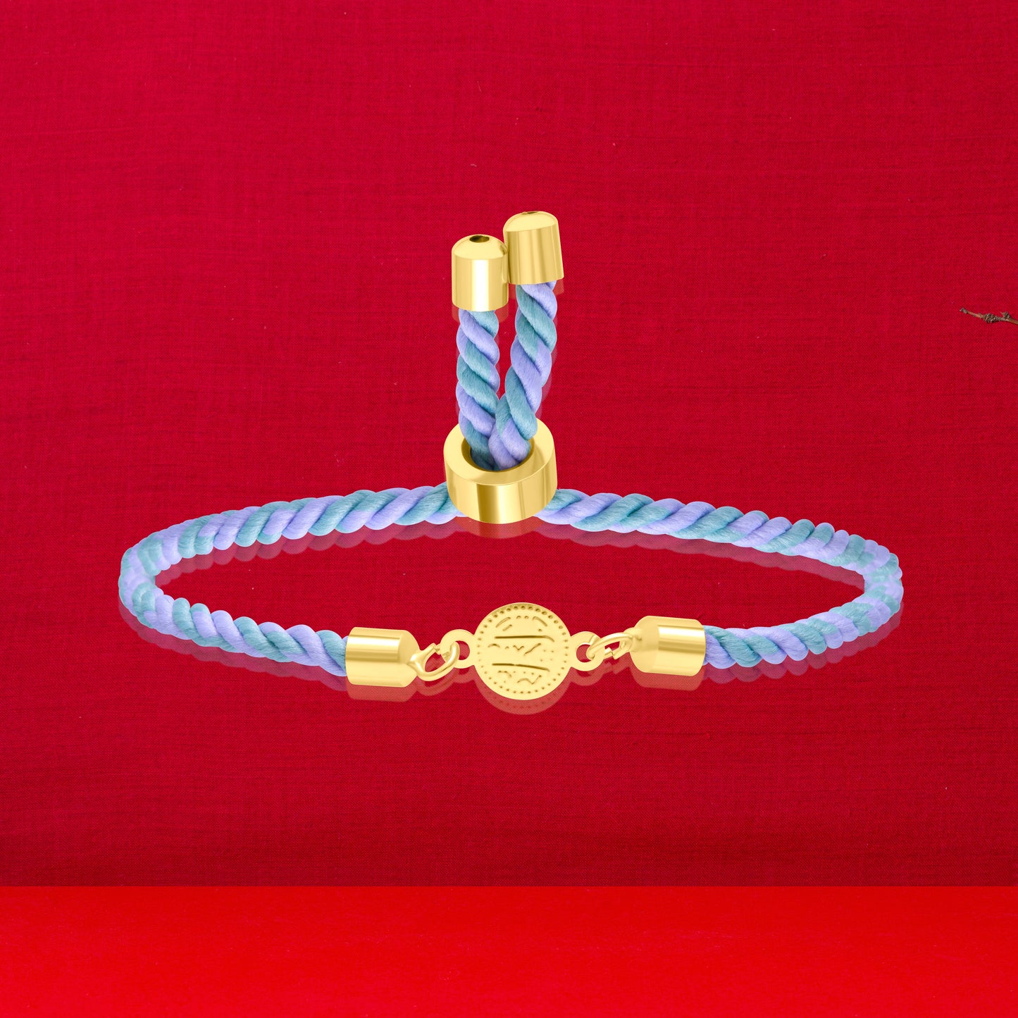 18K Pure Gold Multi Color Thread Coin Bracelet