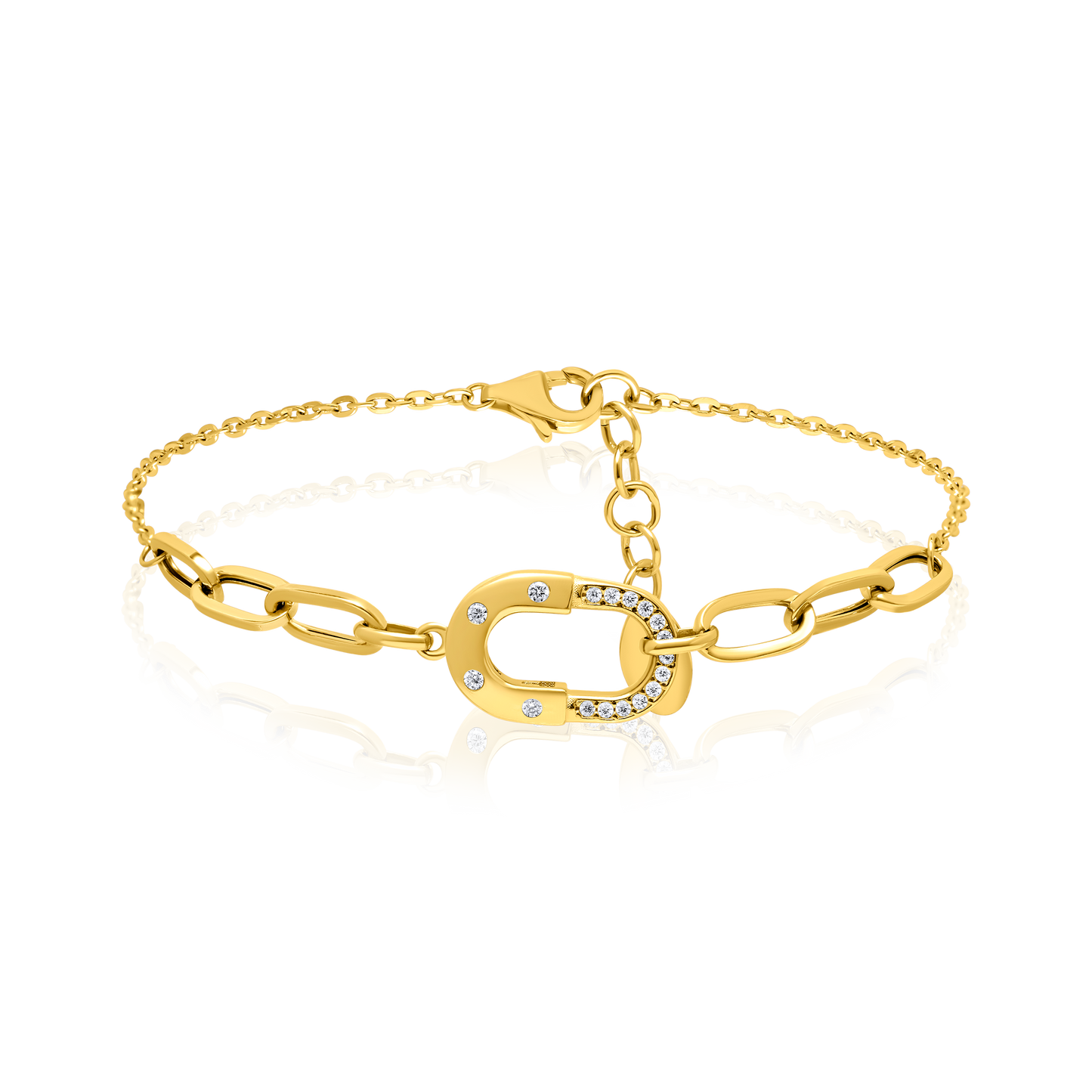 18K Pure Gold Elegant Linked Stone Jewelry Set