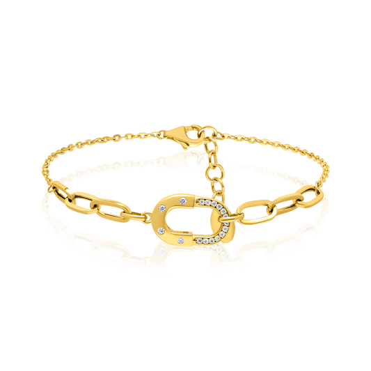 18K Pure Gold Elegant Linked Stone Jewelry Set