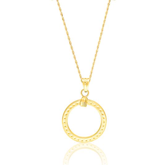18K Pure Gold Round Necklace