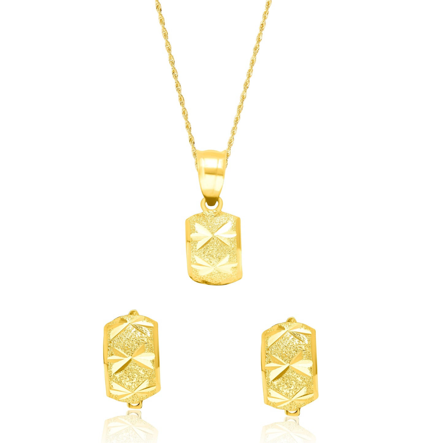 18K Pure Gold Half Curved Clip Jewelry Set