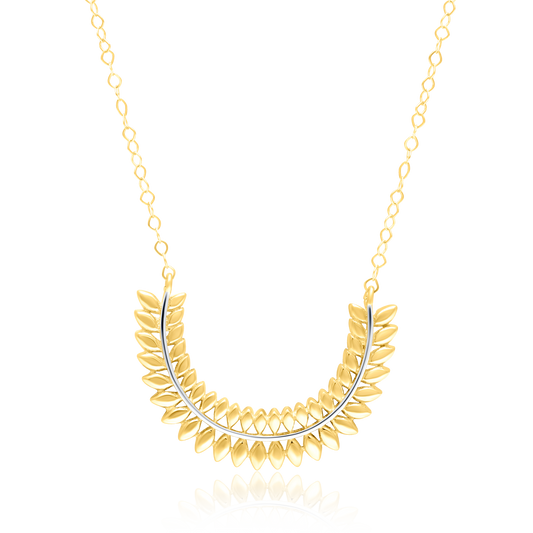 18K Pure Gold Half Curved Leaf Necklace