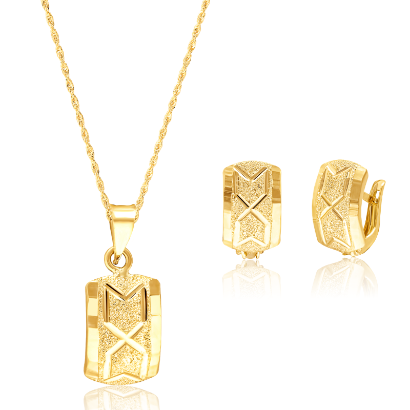 18K Pure Gold Curved Clip Jewelry Set