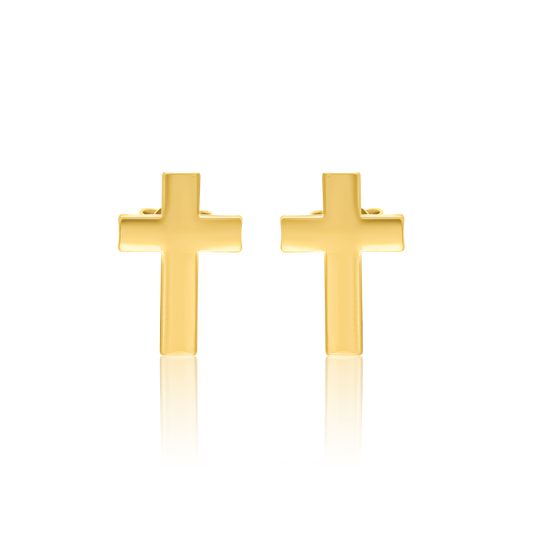 18K Pure Gold Cross Earring Set