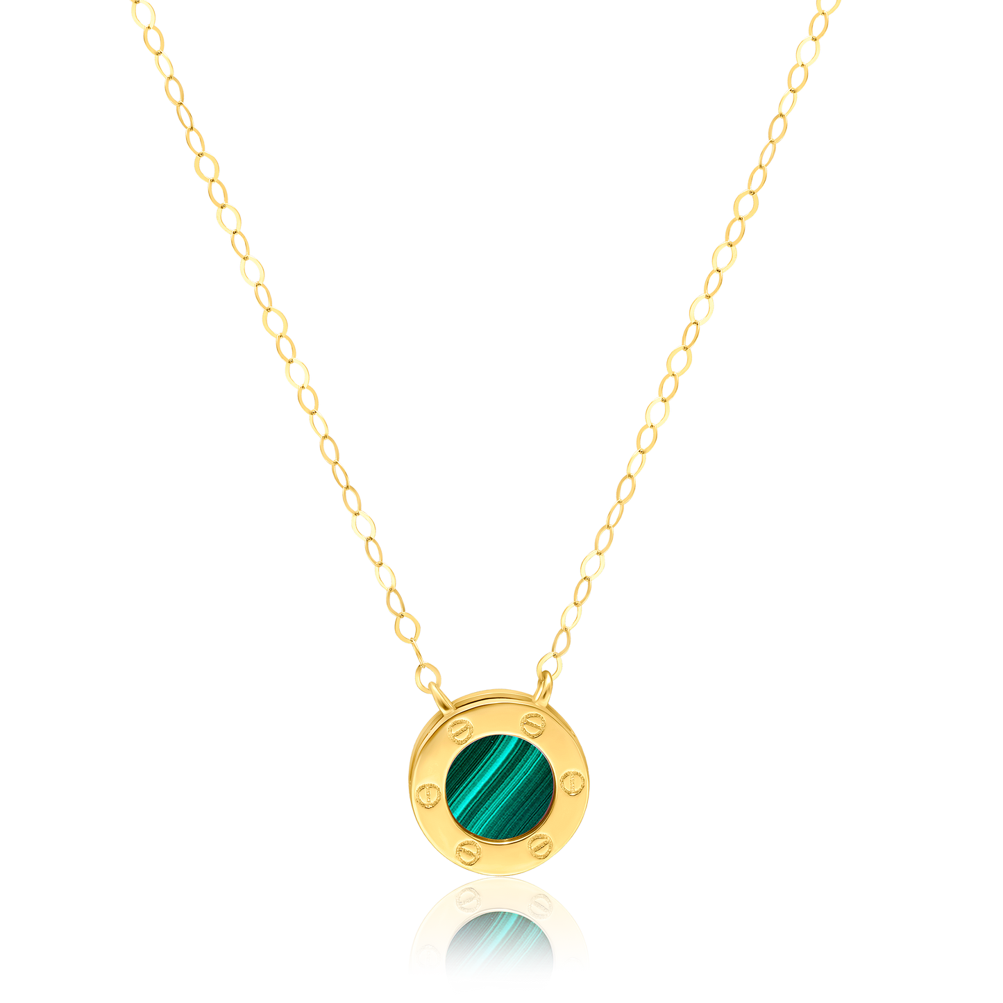 18K Pure Gold Green Round Jewelry Set