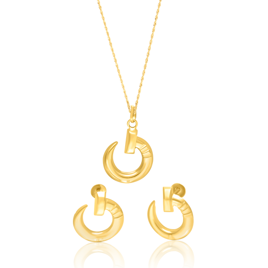 18K Pure Gold Curved Nail Screw Jewelry Set