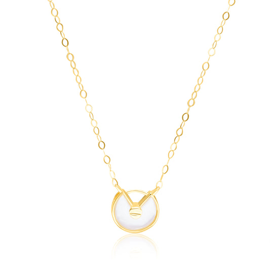 18K Pure Gold Round White Necklace