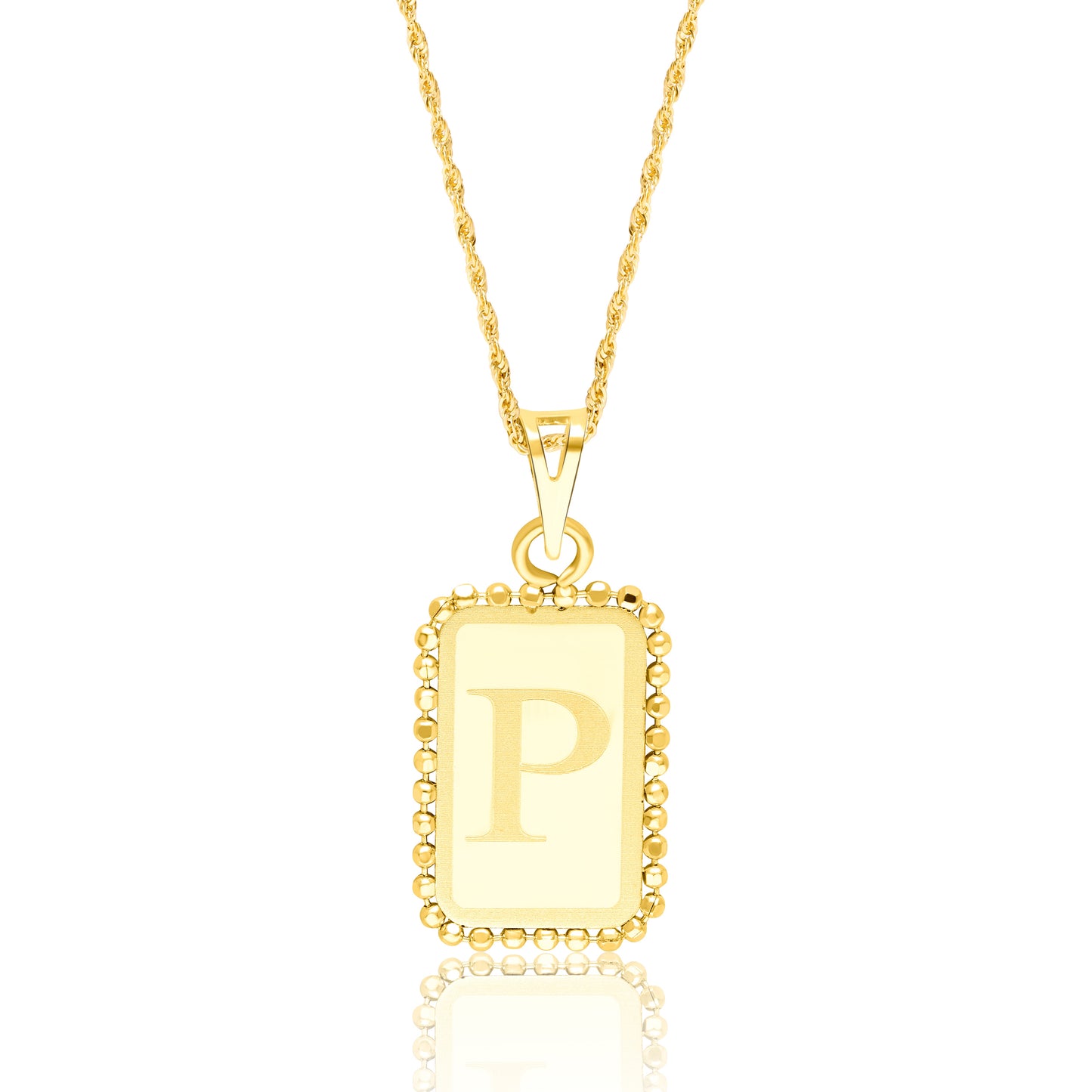 18K Pure Gold Letter P Seed Necklace