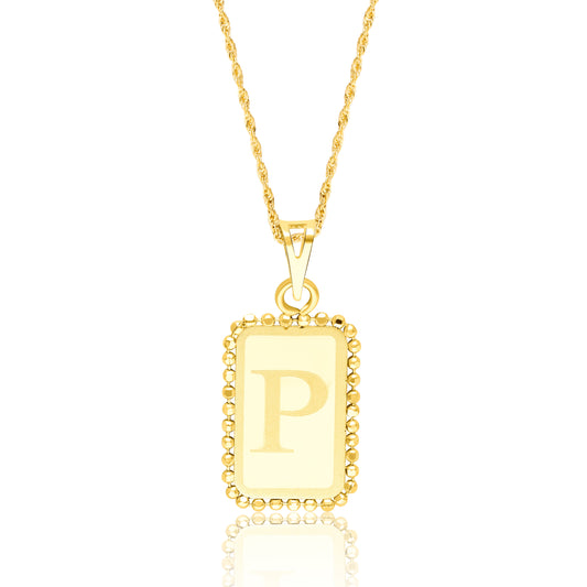 18K Pure Gold Letter P Seed Necklace