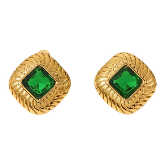 Earrings, 18K Gold Plated Steel