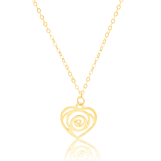 18K Pure Gold Heart Necklace