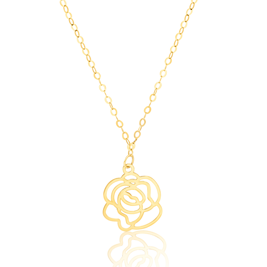18K Pure Gold Flower Necklace