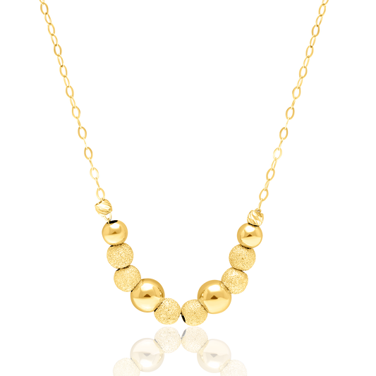 18K Pure Gold Multiple Ball Seed Necklace