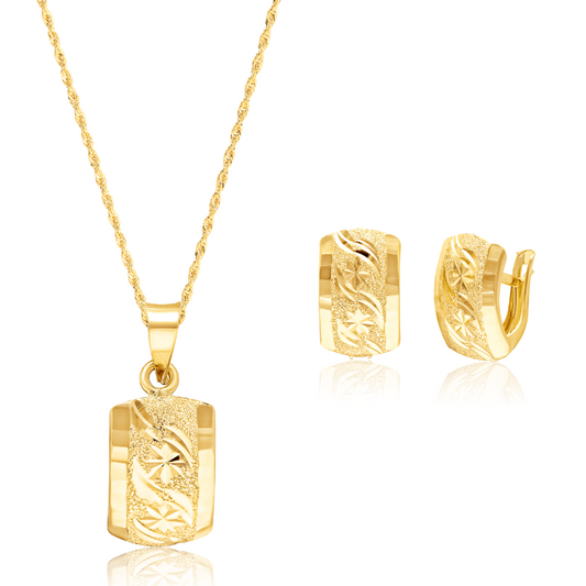 18K Pure Gold Curved Clip Jewelry Set