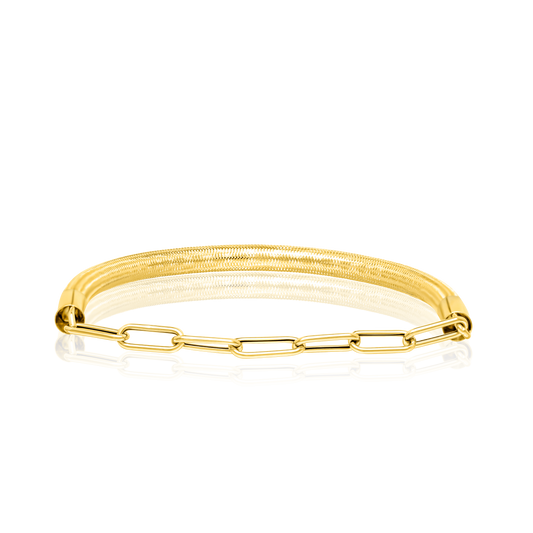 18K Pure Gold Elastic Linked Bangle