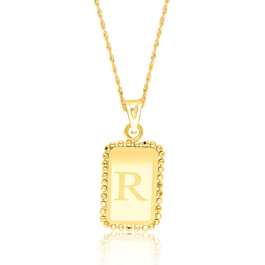 18K Pure Gold Letter R Seed Necklace