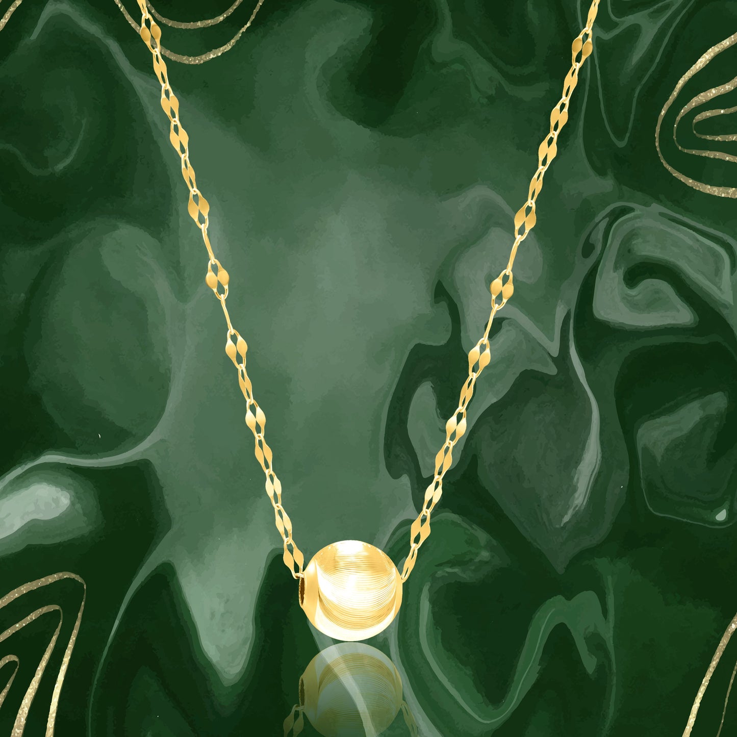 18K Pure Gold Moving Seed Necklace