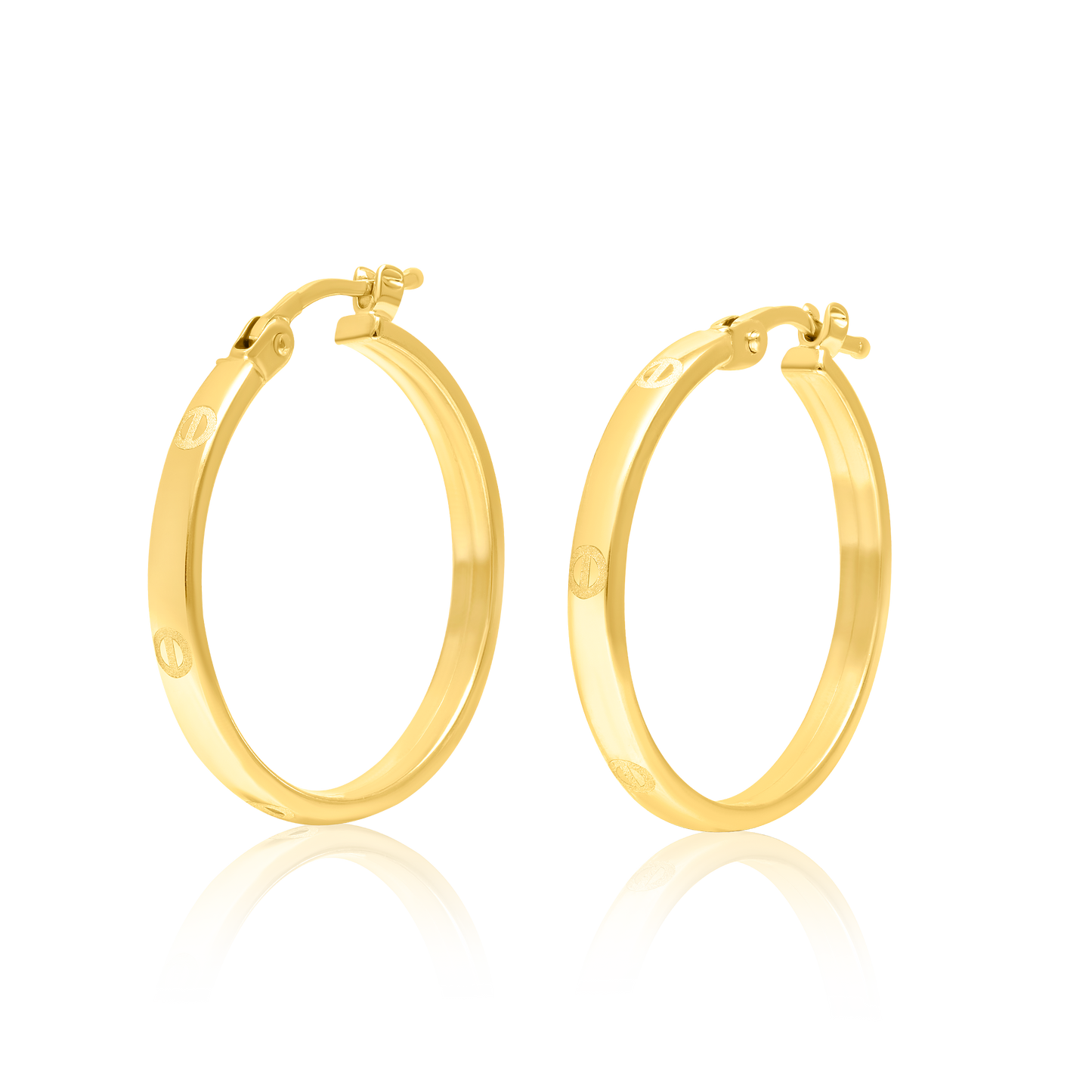 18K Pure Gold Round Earring Set