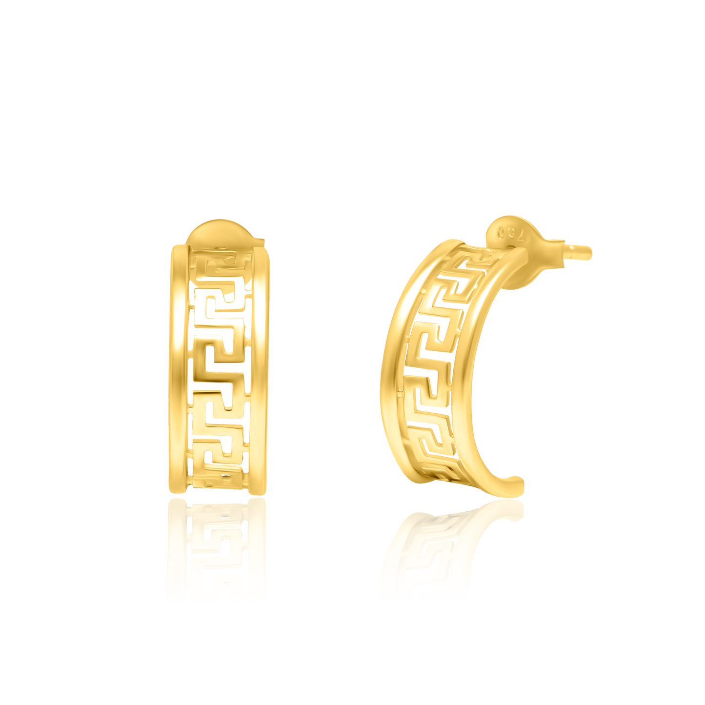 18K Pure Gold Half Curved Earring Set