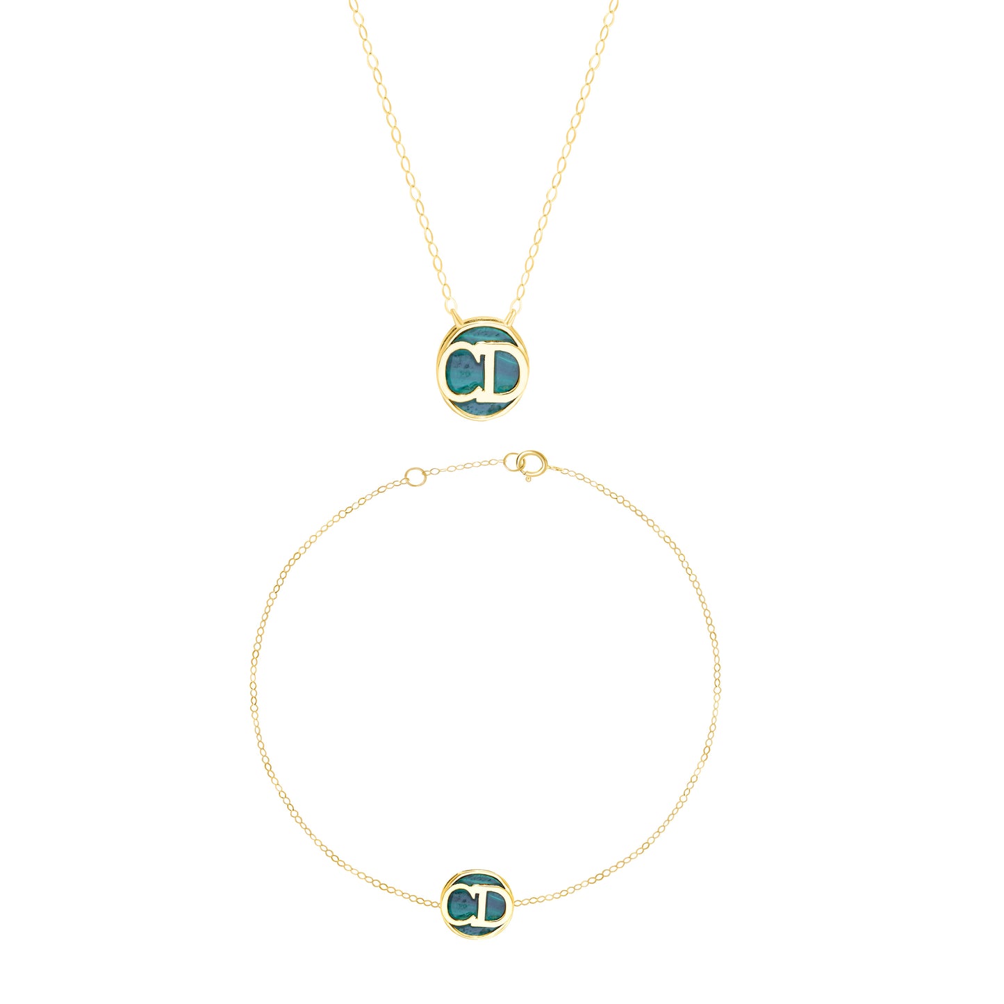 18K Pure Gold C.D Green Jewelry Set