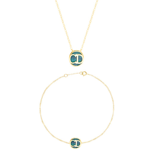 18K Pure Gold C.D Green Jewelry Set