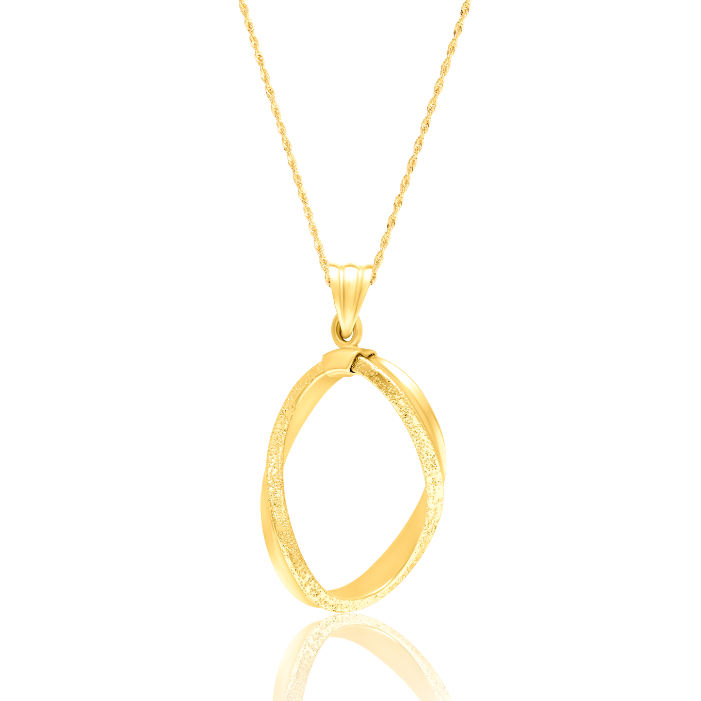 18K Pure Gold Oval Twisted Necklace