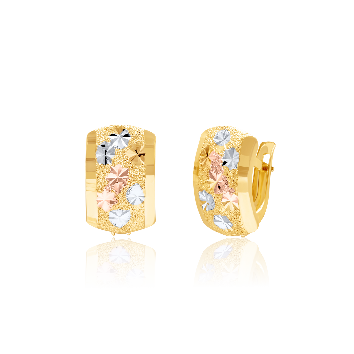 18K Pure Gold Curved Clip Earring Set