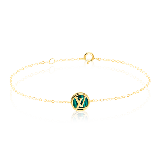 18K Pure Gold Round L.V Green Bracelet