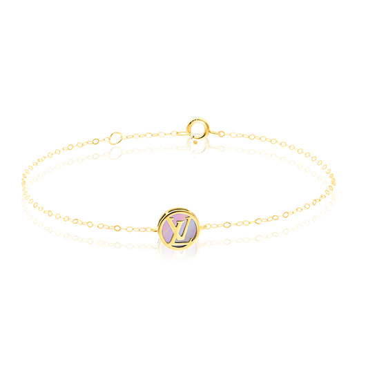 18K Pure Gold Round L.V Bracelet