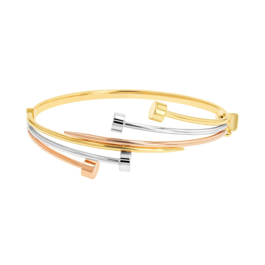 18K Pure Gold Elegant 3 Color Bangle