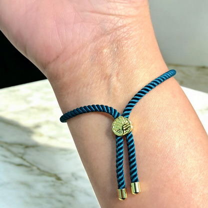 18K Pure Gold Charm Thread Adjustable Bracelet