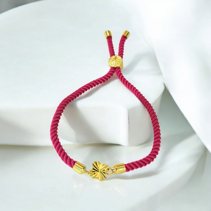 21K Pure Gold Thread Adjustable Flower Design Bracelet