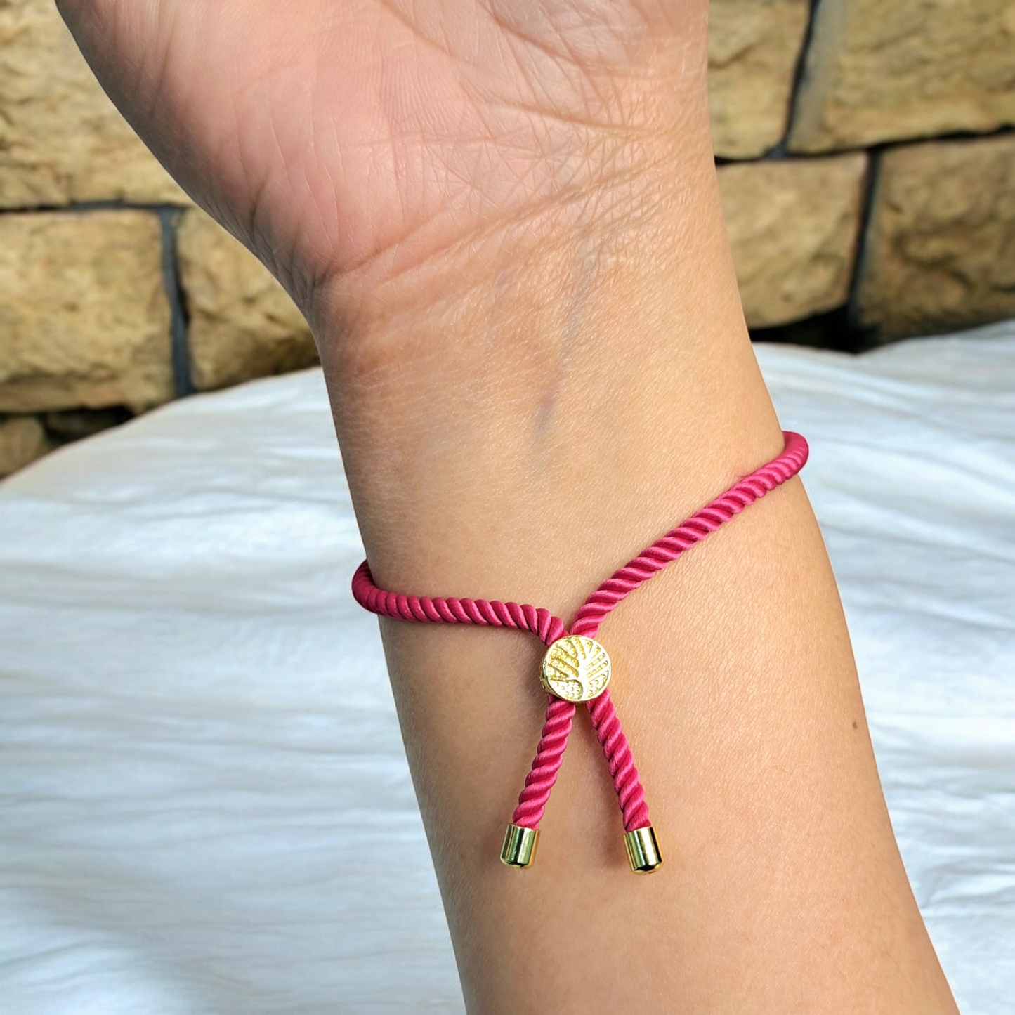 21K Pure Gold Thread Adjustable Flower Design Bracelet