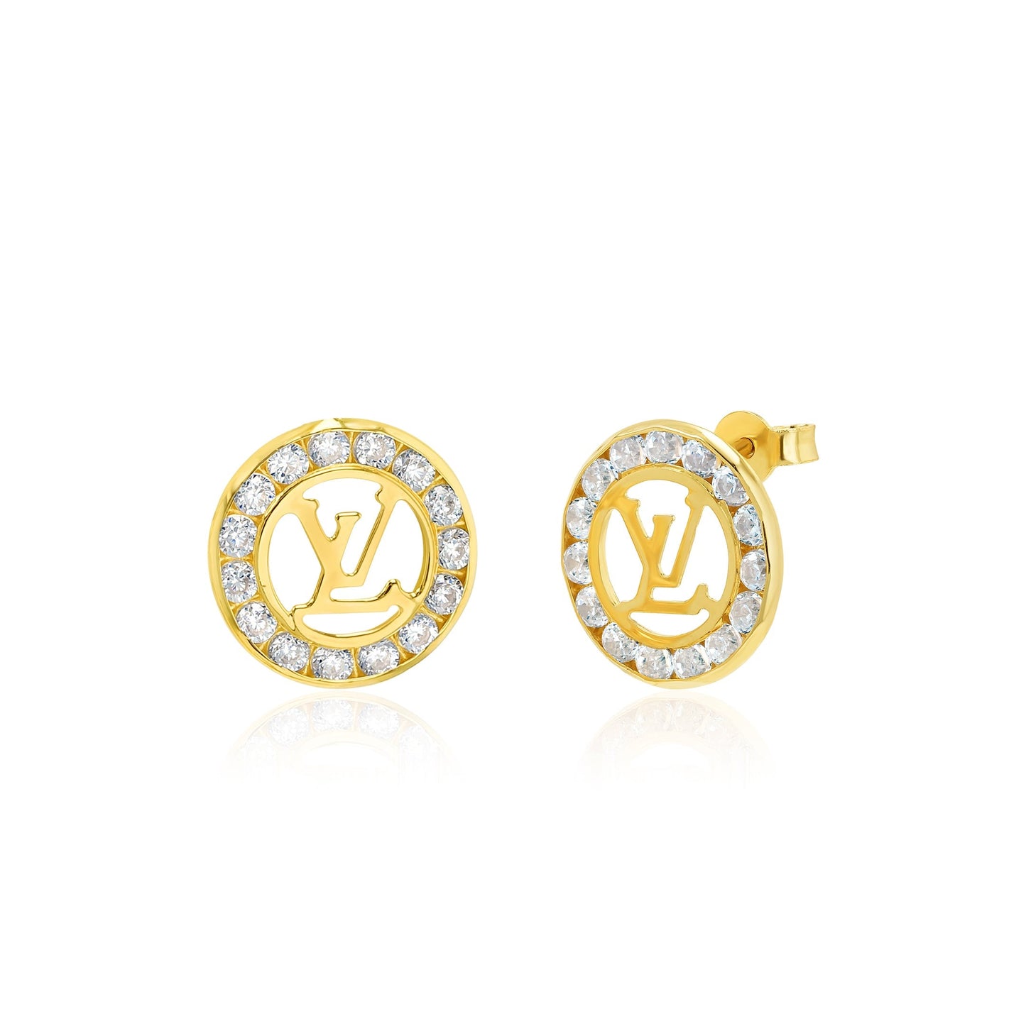 18K Pure Gold Elegant L.V Stone Earrings